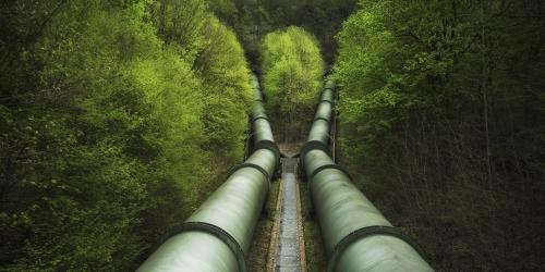 Pressure pipelines in green surroundings